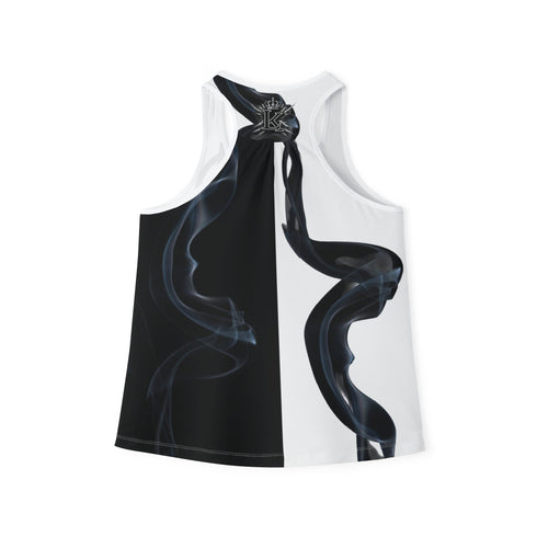 Black and White Smoke Design Tank Top | Abstract Vapor Pattern