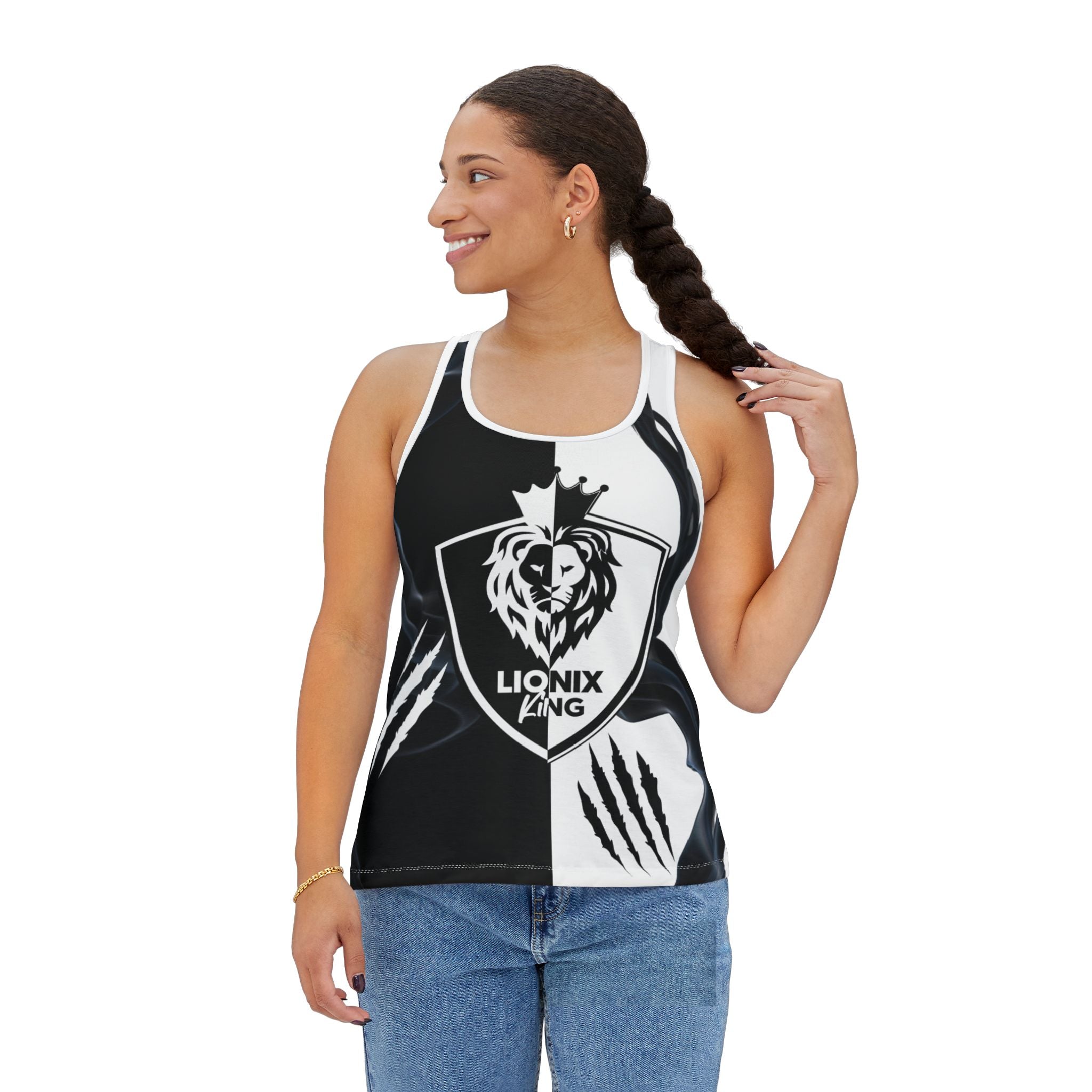 Lionix Black and White Smoke Design Tank Top | Abstract Vapor Pattern
