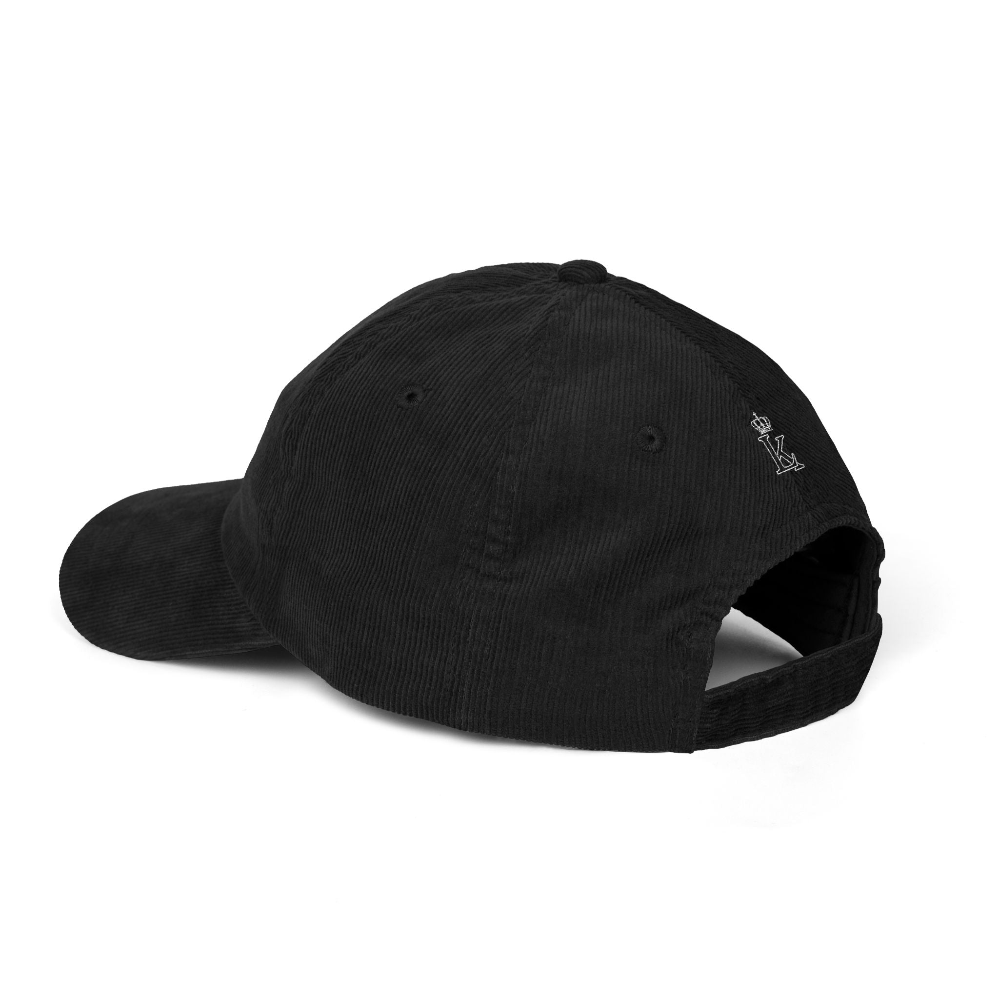 Lionix Hat Vintage Corduroy Embroidered Crest Cap — Classic Black Dad Hat