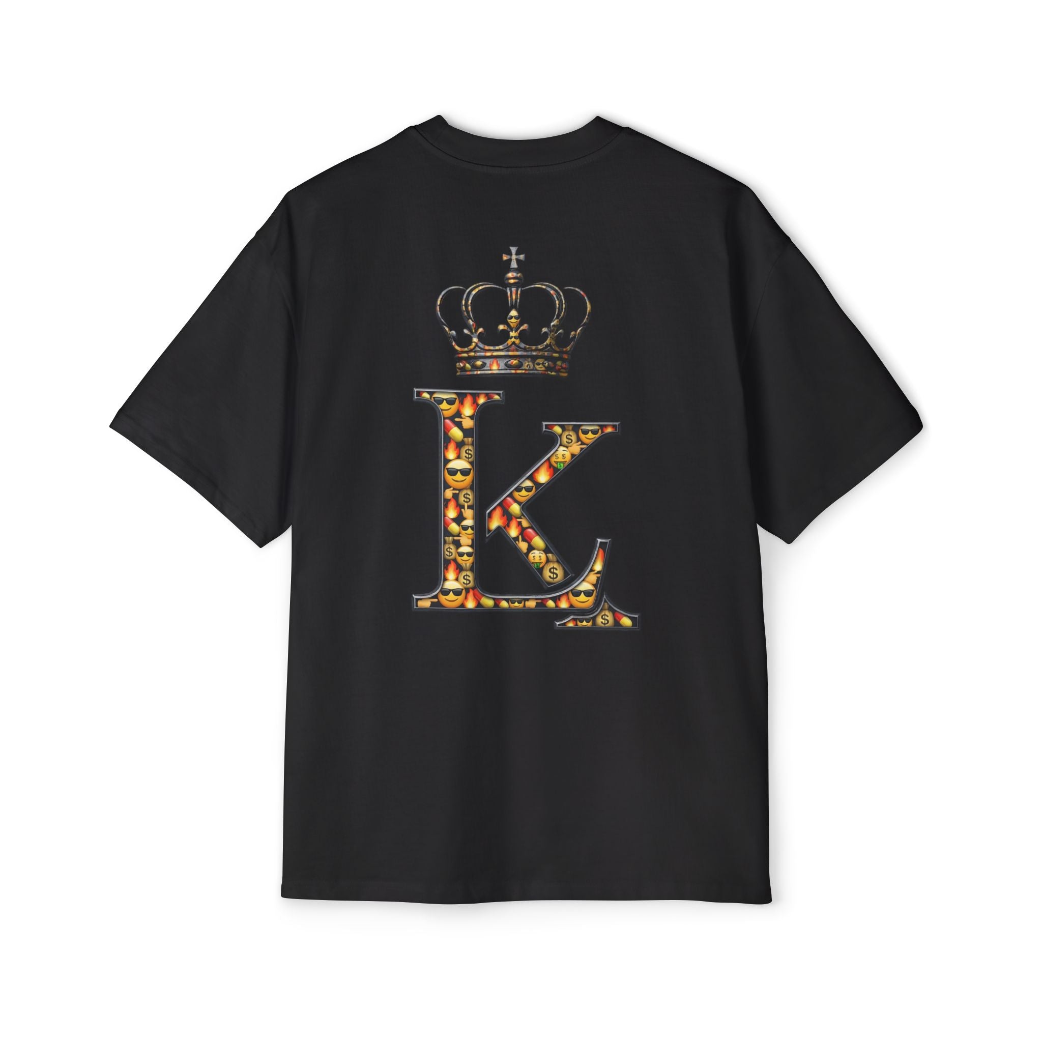 Lionix King Black Heavy T-Shirt  Front Logo Bold Emoji Back  Urban Streetwear Tee