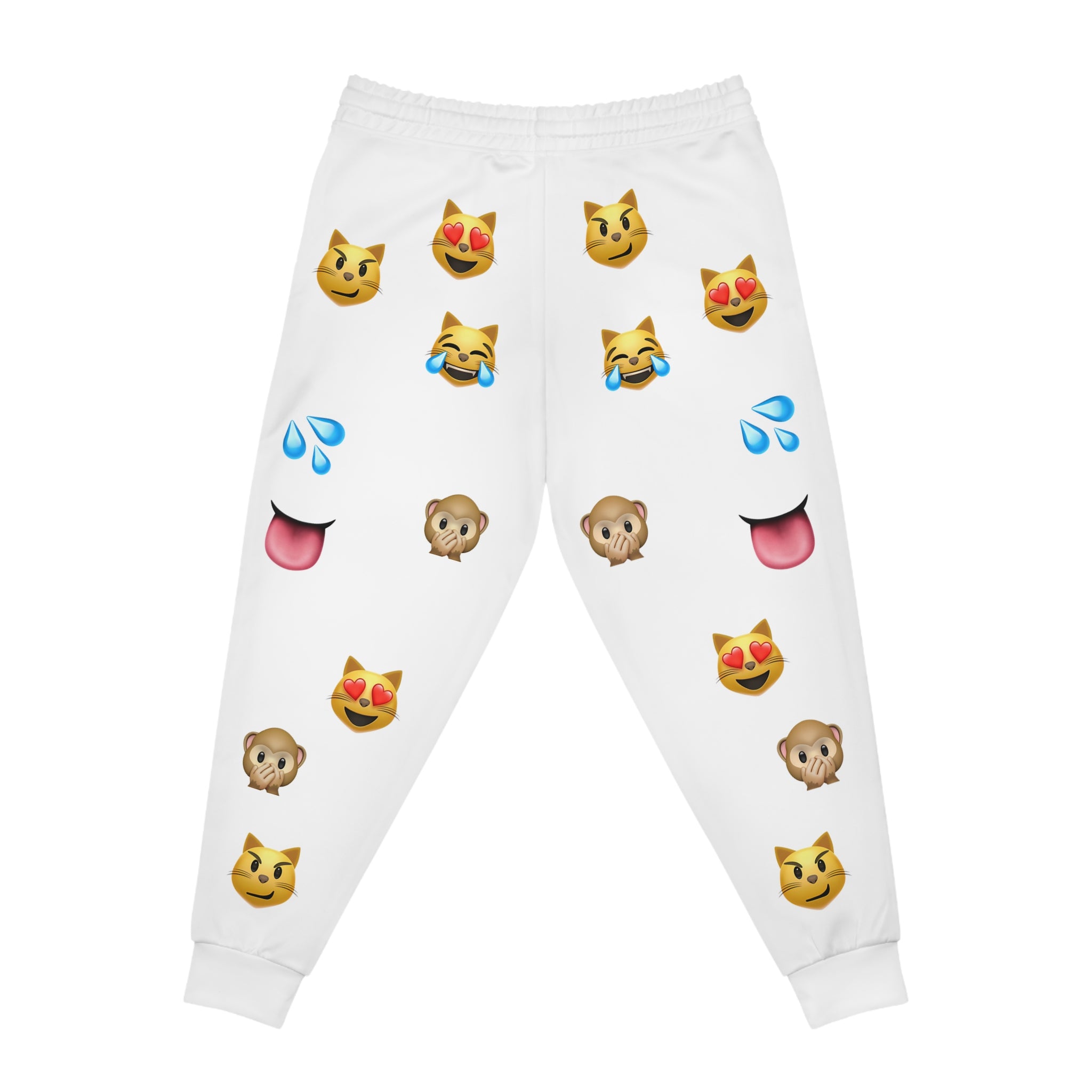 Emoji Face Column WHITE Joggers | Athletic Joggers