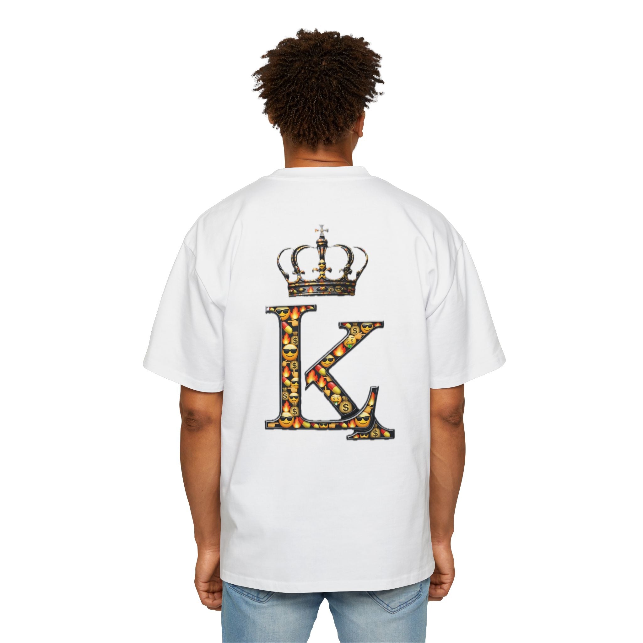 Lionix King Black Heavy T-Shirt  Front Logo Bold Emoji Back  Urban Streetwear Tee