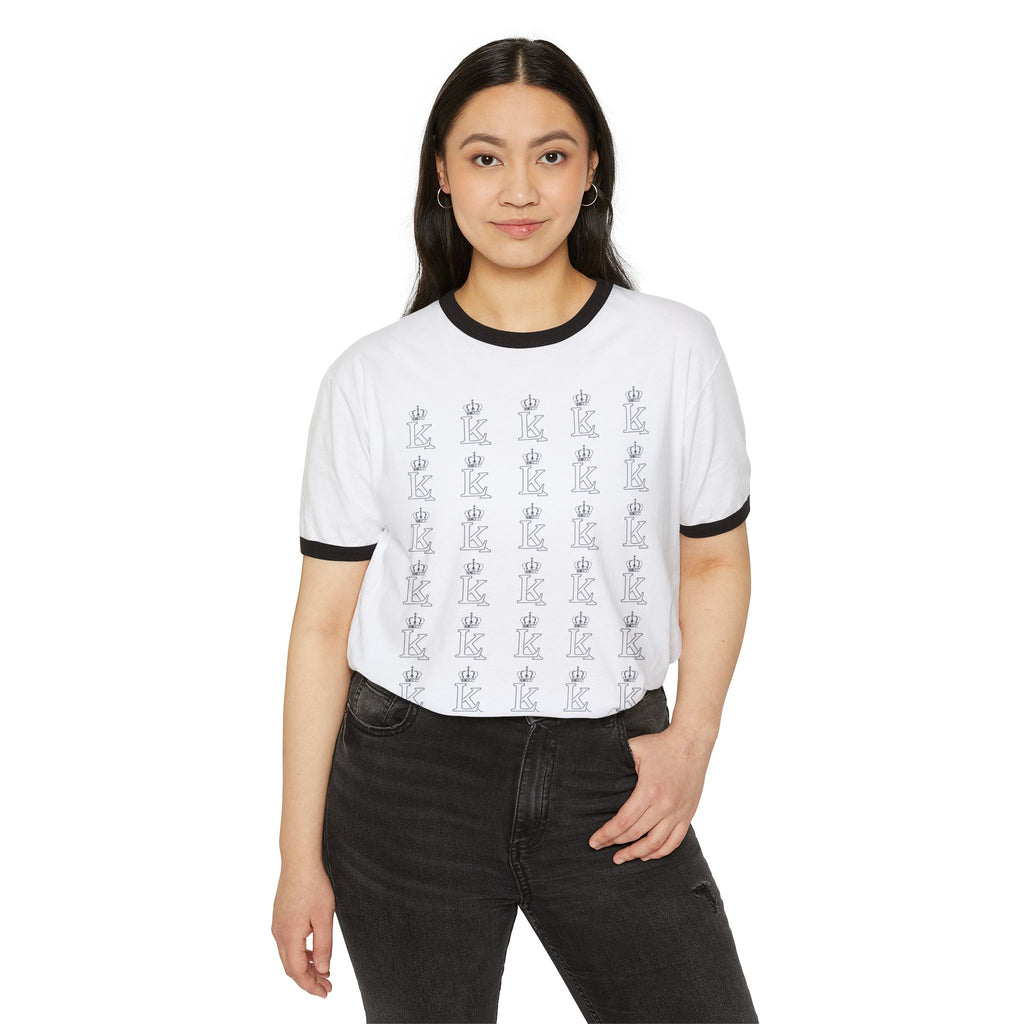Minimal Line Cactus Pattern T-Shirt | Plant Illustration Ringer Tee